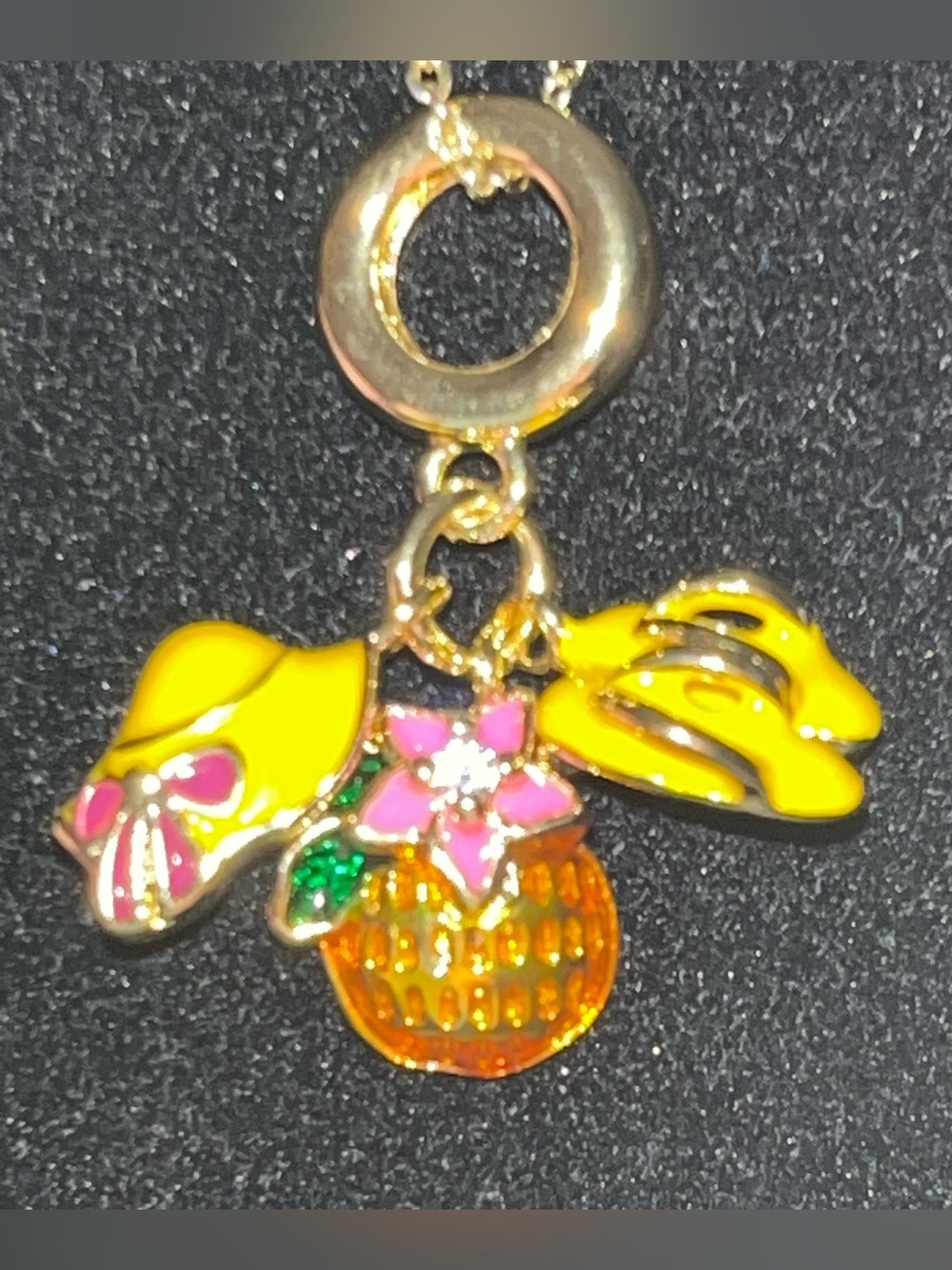 Adina Eden gold plated triple pendant necklace with dust bag